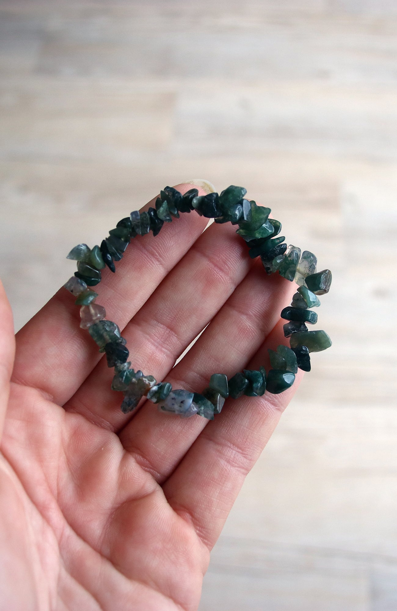 Moss Agate Chip Bracelet
